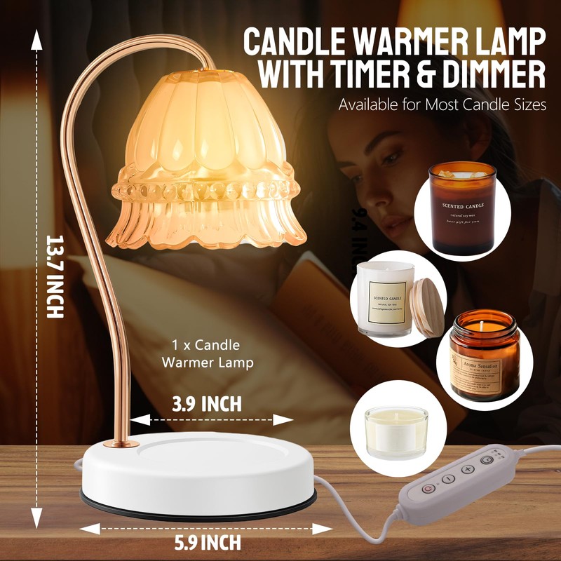 GEEZO Fragrance Candle Warmer Lamp，Electric Candle Warmer with Timer &