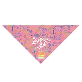 Dog Birthday Bandana,Cute Cartoon Birthday Girl Dog Bandana Dog Neckerchief Triangle Scarfs for Small Medium Dogs Pets Party Supplies (Pink)