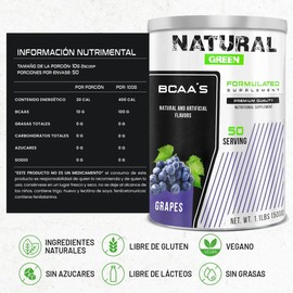 Bcaas Aminoácidos Green 500g 50 Servicios Sabores