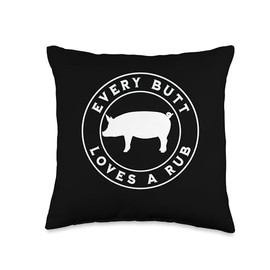Every Butt Loves A Rub - Funny Pork BBQ Pork Chop Grilling Throw Pillow
