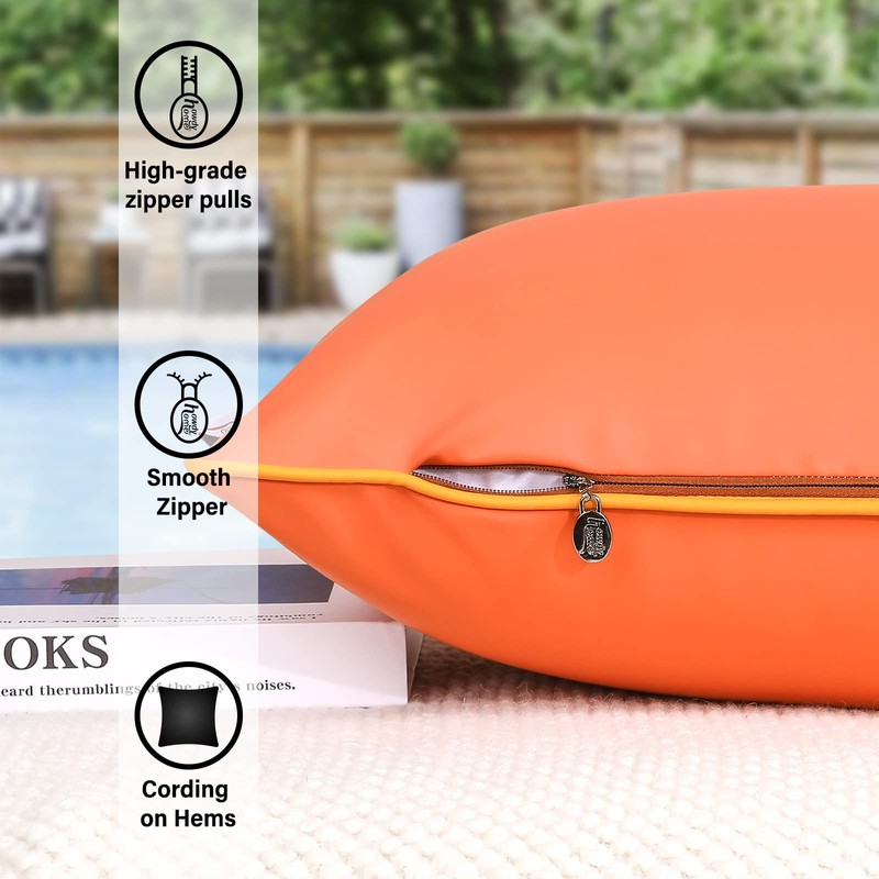 howdy textile Pack of 2 Silicone Leather Outdoor Waterproof Pillow