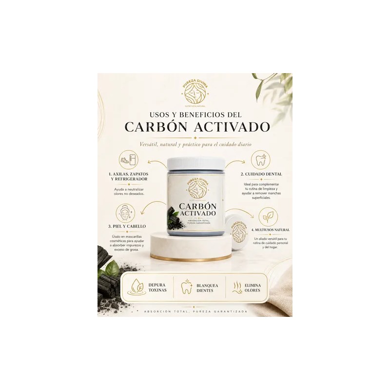 Carbón Activado Natural Pureza Divina 40g Dientes Blancos