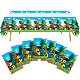 ZAKVOOR 8 PCS Super Brothers Party Tablecloths, Disposable Plastic Game Rectangle Table Covers for Birthday Party Decorations Supplies, 70.8 x 42.5 Inch