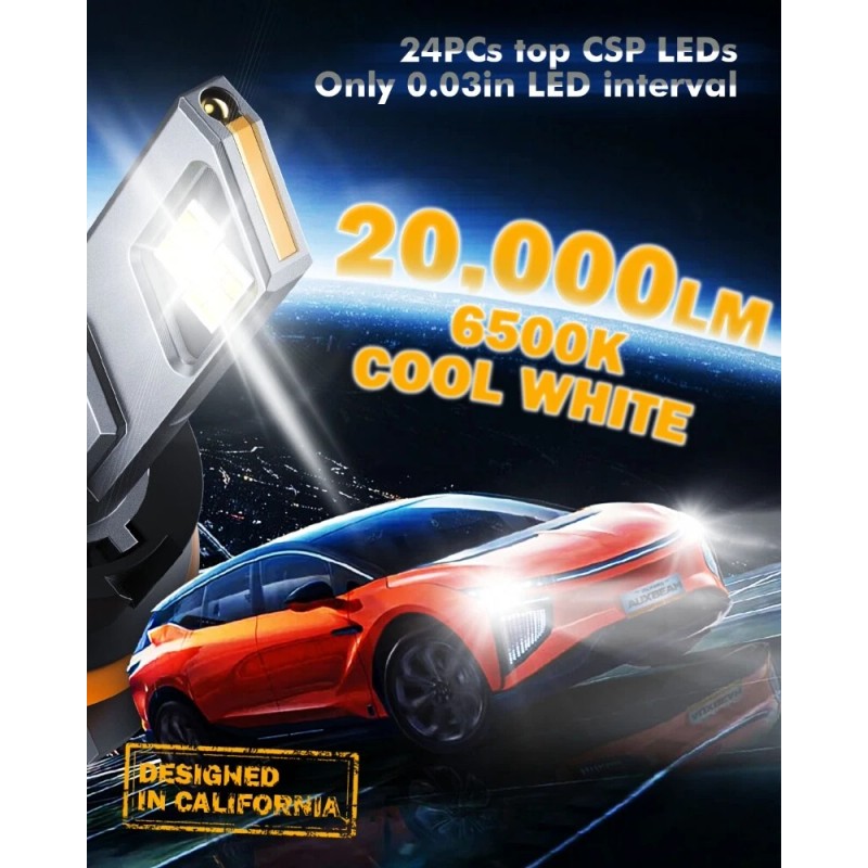 AUXBEAM 9007 LED Headlight Bulbs Conversion Kit High Low Beam