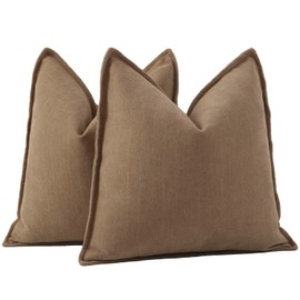 Madizz Textured Chenille Cushion Covers Set of 2 Super Soft Decorative Throw Pillow Covers Boho Pillowcases Modern Home Decor for Sofa Bedroom 26x26 inch, 65x65 cm, Brown