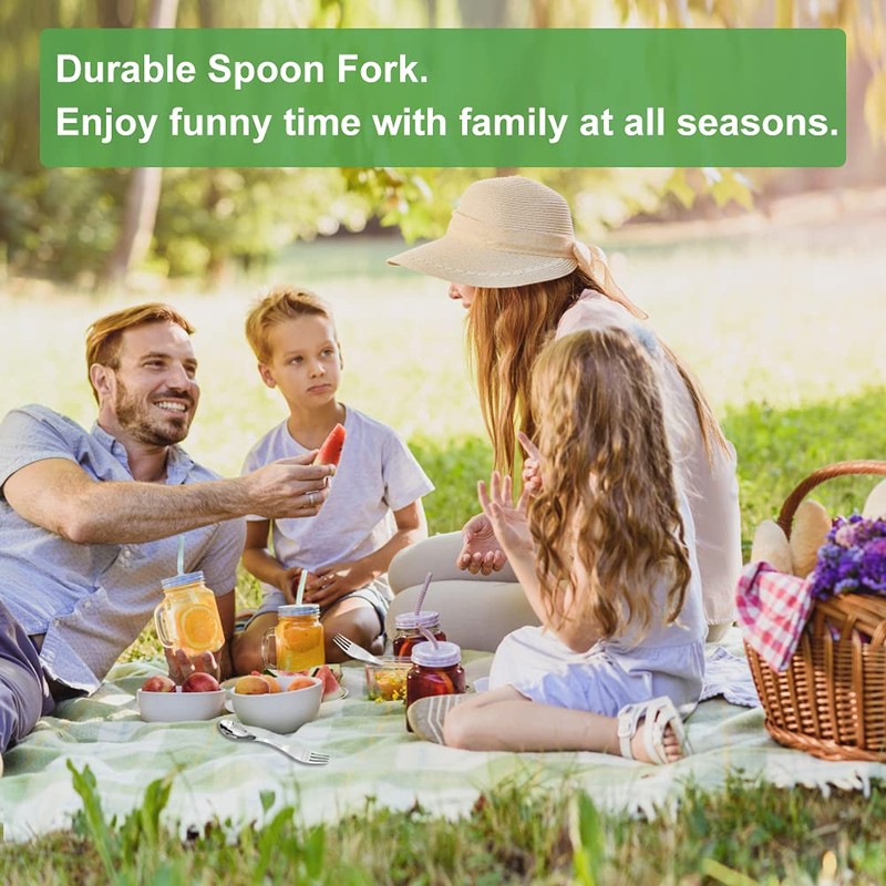 Pack of 2 Portable Stainless Steel Sporks Camping Cutlery Spoon