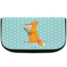 Mr. & Mrs. Panda Cosmetic Bag Fox Guitar Gift Cosmetic Bag Toiletry Bag Makeup Bag Music Musician Makeup Bag, turquoise, Hand Drawn