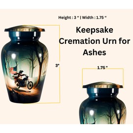 Biker Keepsake Urn – Mini Urn for Ashes Adult Small 3" Motorcycle-Themed Cremation Urn – Small Memorial Ash Container for Adults Human Ashes Male for Funeral, Burial