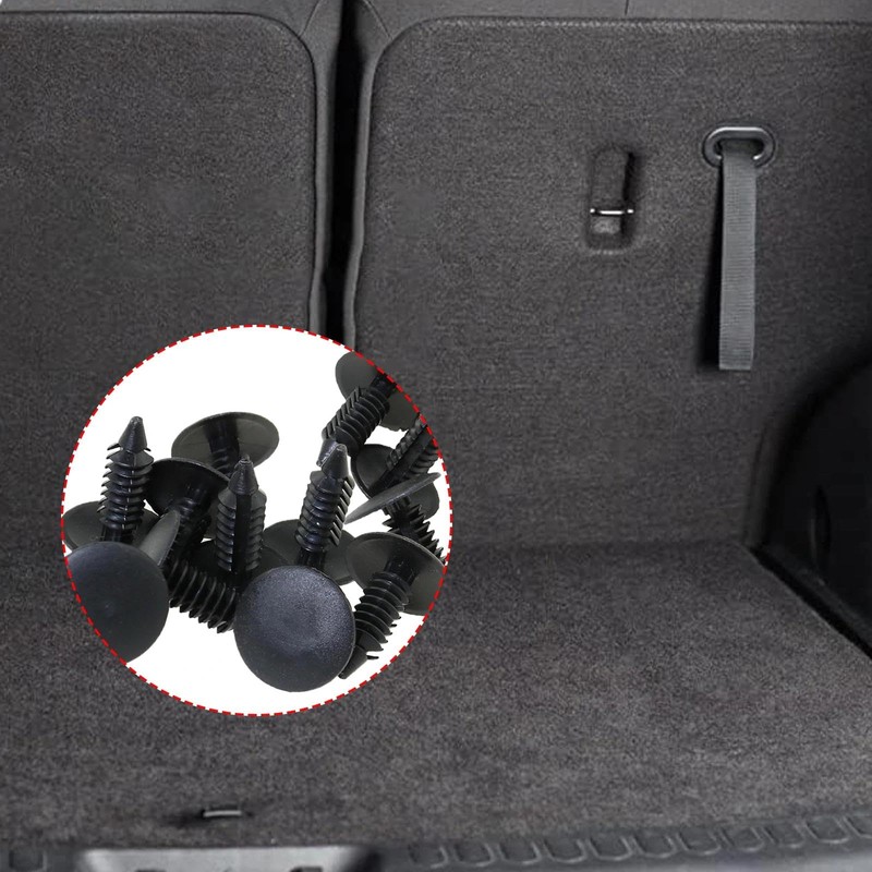 TZMJ 100 Pcs Black Plastic Car Retainer Clips, Round Head
