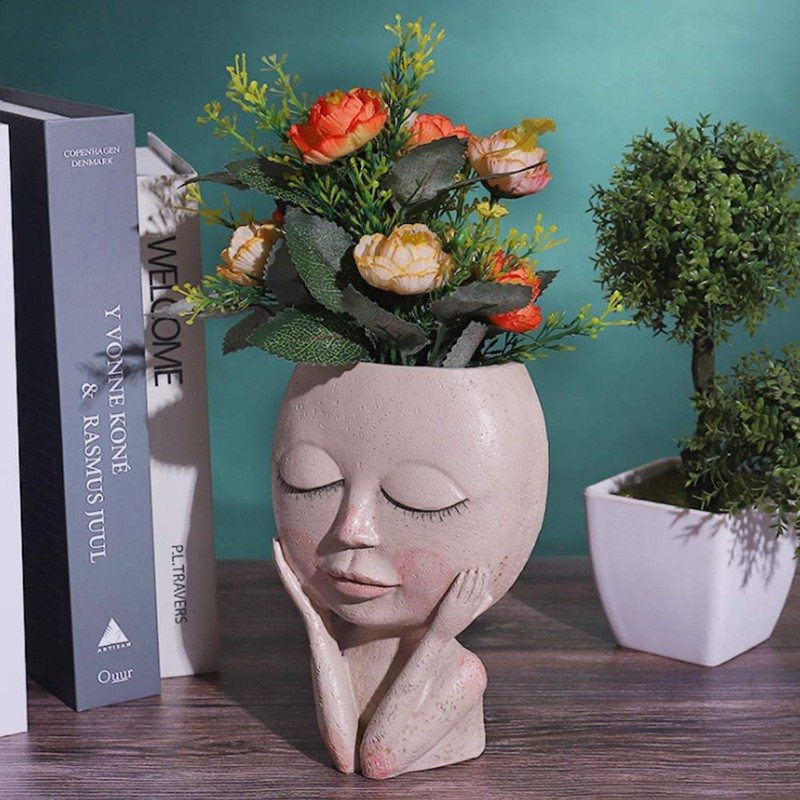 PovKeever Resin Planters Indoor Outdoor Succulent Planter Small Flower Pot