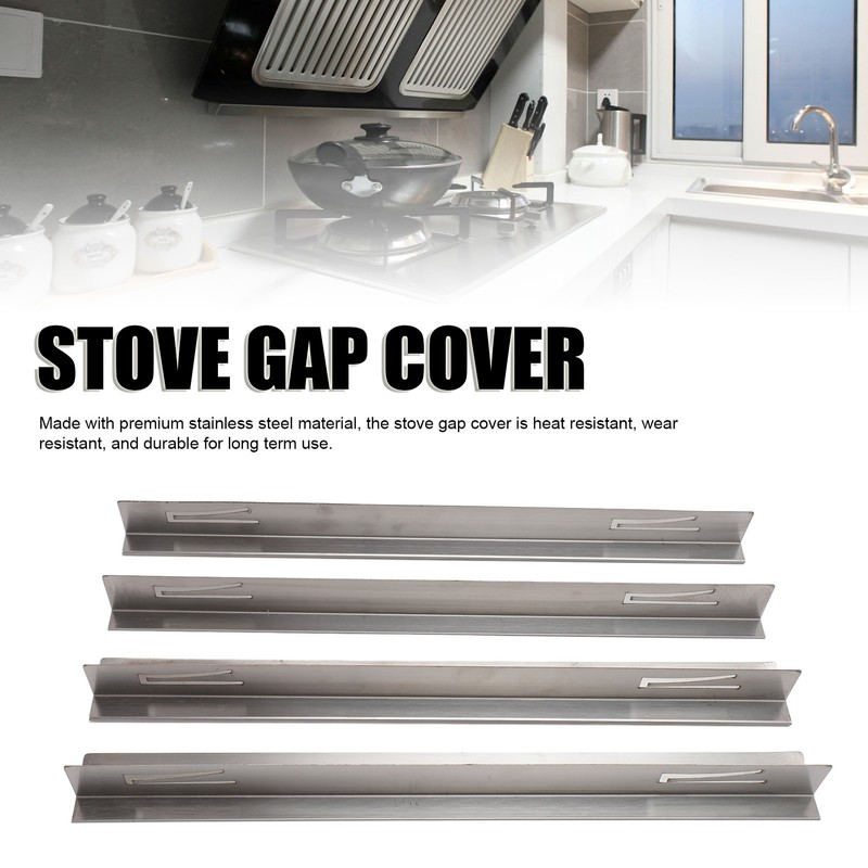 4Pcs Stove Gap Cover Stainless Steel Heat Resistant Easy Clean