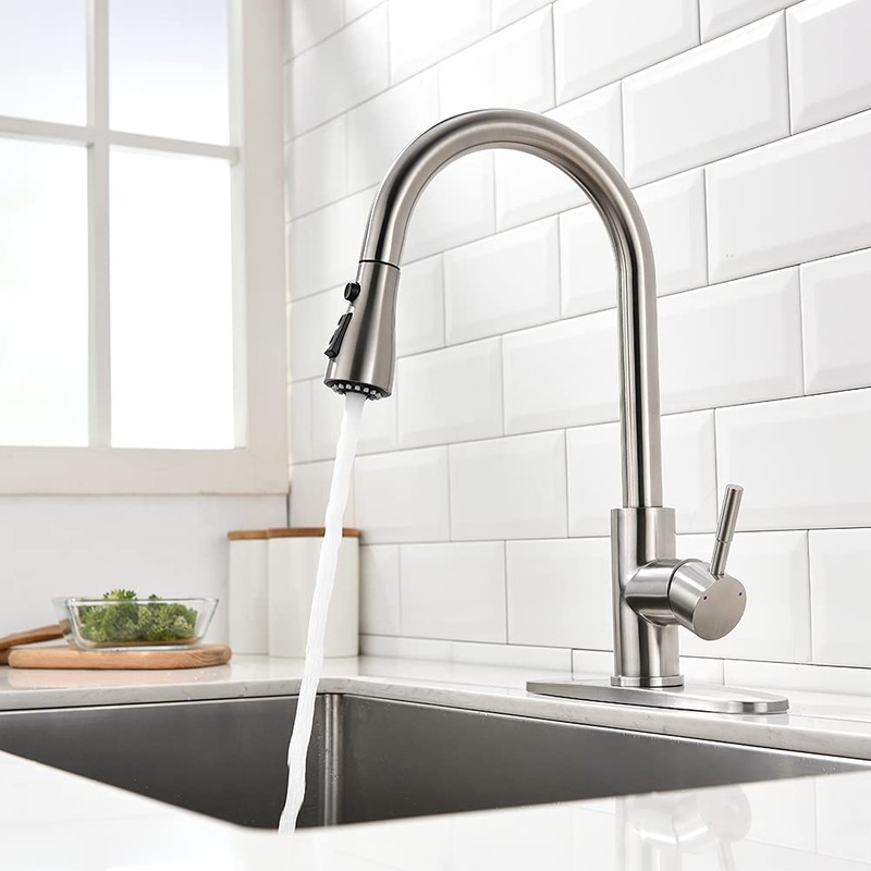 Brushed Nickel Kitchen Faucets with Pull Down Sprayer Kitchen Sink