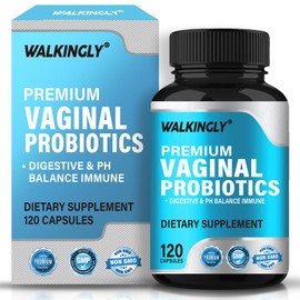 WALKINGLY Vaginal Probiotics for Women, with Prebiotics & Lactobacillus Probiotic Blend, Women's Vaginal Health Supplement, Womens Probiotic for Vaginal Health, Urinary, PH Balance, 120 Capsules