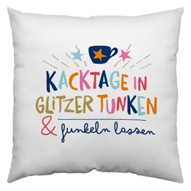 H:)PPY life Kissen Motiv "Funklen lassen"| Zierkissen, Polyester, 40 cm x 40 cm | Kissen mit Spruch | 47380