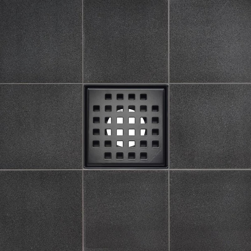 SereneDrains 304 Stainless Steel 4 Inch Square Matte Black Shower