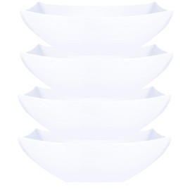 PLASTICPRO PLASTICPRO Disposable 128 ounce Square Serving Bowls, Party Snack or Salad Bowl, Extra Large Plastic Elegant White Pack of 4