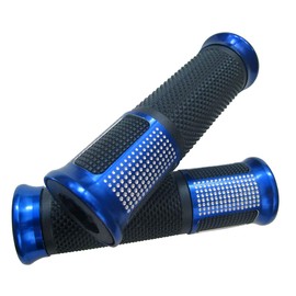 MotorToGo Blue Handlebar Aluminum CNC Gel Rubber Hand Grips Compatible for Kawasaki Ninja ZX14