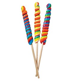 The Dreidel Company Jumbo Rainbow Twist Swirl Lollipop Mixed Fruit Flavor, Individually Wrapped Pops Suckers 28 Grams Per Lollipop - 10" Inch (Pack of 3)