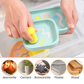 BOOWAN NICOLE Wet/Dry Hand Sanding Block for Jesmonite Concrete Terrazzo, Round Hook and Loop Sander with 100/400/1000 Grit Sandpapers for Craft Polishing (A0167+A0337+A0338+A0339)