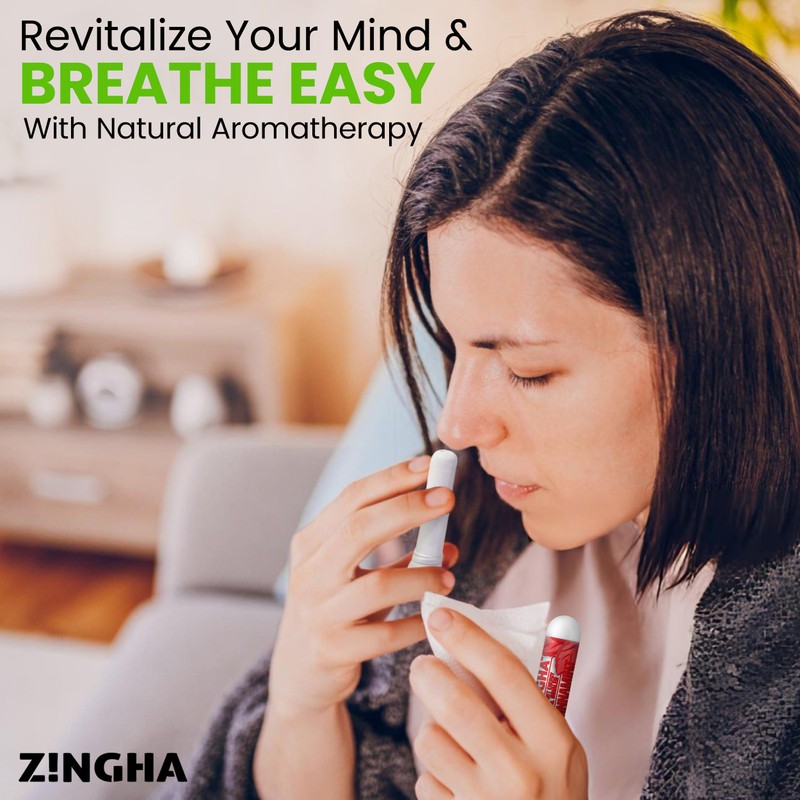 Z!NGHA Natural Aromatherapy Nasal Inhaler Stick for Sinus Relief, Focus
