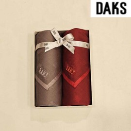 Daks 대구백화점 닥스남녀2매 선염 손수건 세트(DEI13번) Daegu Department Store Daks Unisex 2-Piece Striped Handkerchief Set (DEI13)