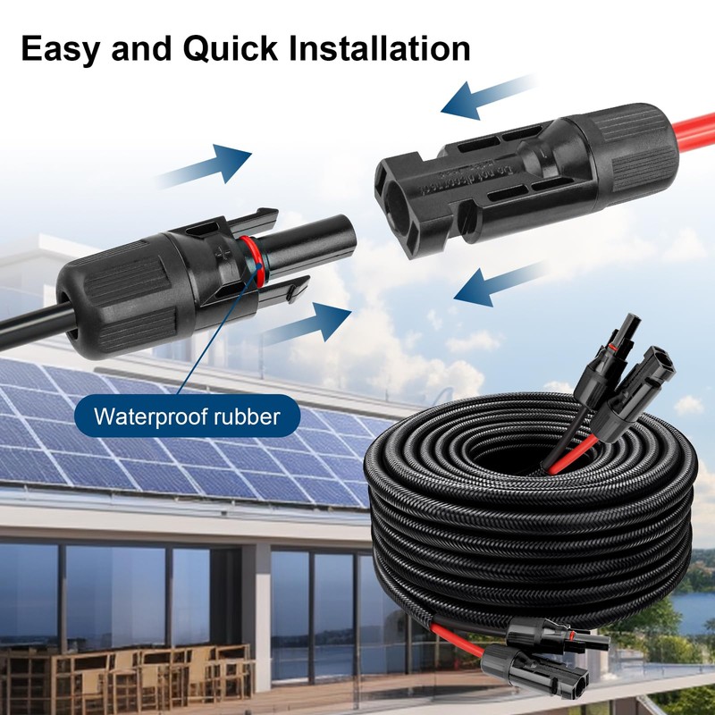 Solar Panel Extension Cable - 10AWG 10FT Solar Wire with