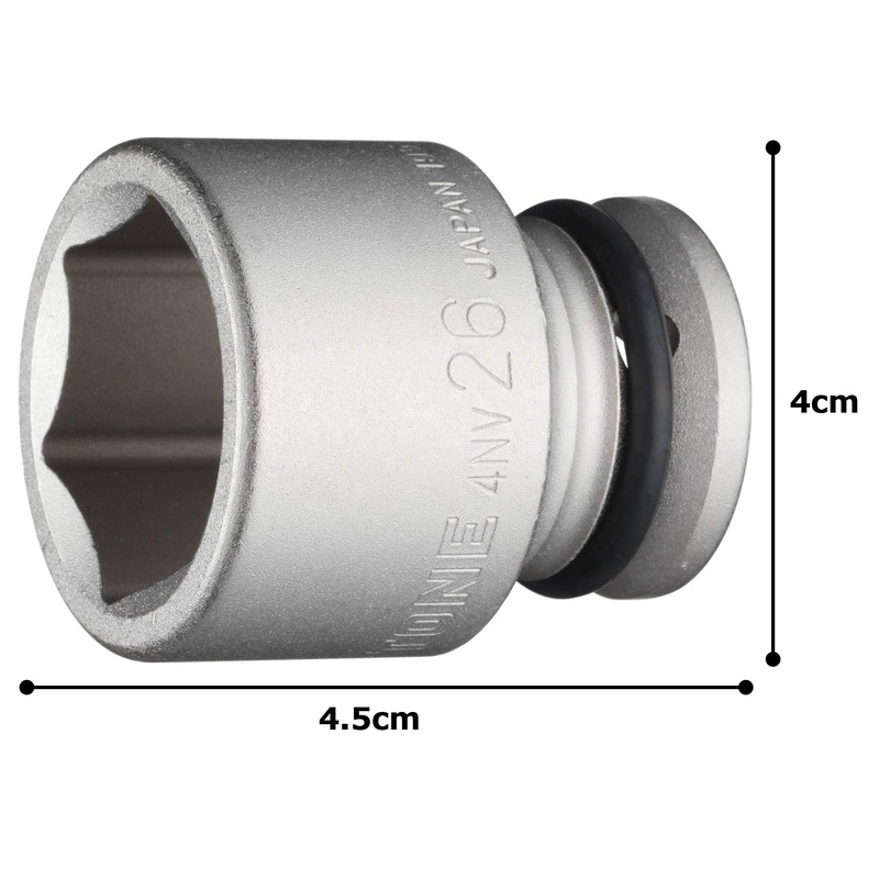 TONE HP4NV-26 Impact Socket 1/2 inch (12.7 mm) Drive Angle