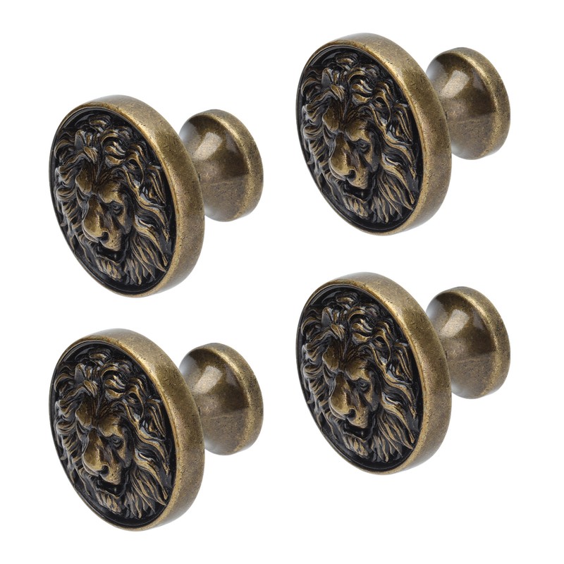 4Set Lion Head Zinc Alloy Cabinet Door Handle Modern Antique