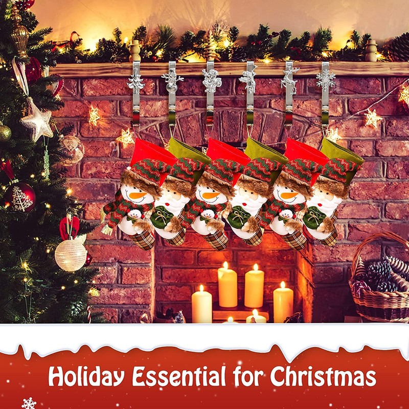 KAHEIGN 5Pcs Christmas Stocking Holders, 5 Styles Snowflake Reindeer Snowman
