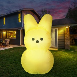 Easter Inflatables Outdoor Decorations,Yellow Bunny Blow Up Easter Yard Decoration Welcome Decor for for Outdoor Indoor, Yard, Garden, Lawn,Easter Supplies (Yellow)