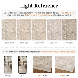 PureCozy PureCozy 8x10 Area Rug Beige Washable Vintage Living Room Bedroom Carpet Indoor Large Non Slip Soft Low Pile Thin Rug Retro Accent Throw Office Dining Room