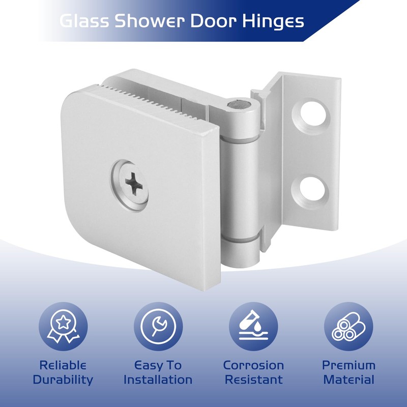 Glass Shower Door Hinge, Aluminum Silver Door Mount Hinge Fits