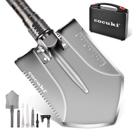 CoCuKi Outdoor Folding Camping Shovel Multitool Gear with High-Carbon Steel Adjustable Equipment for Men Outdoor Camping Hiking Surviving Emergency