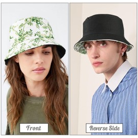 Taidor Unisex Bucket Hat Beach Sun Hat Fishing Hat for Men Women Teens, Reversible Double-Side-Wear, Green and White, One Size