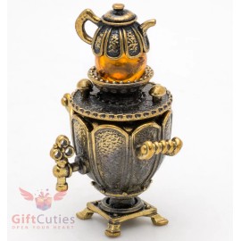 Brass Amber Figurine of Russian Samovar Teapot Totem talisman IronWork