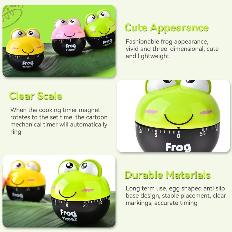 2 x Kitchen Timer, Machine Timer, Frog Shape Kitchen Timer,