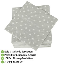 High-quality napkins (pack of 120), 33 x 33 cm, 3-ply, party napkins with "star kitchen" motif, for parties, birthdays or celebrations