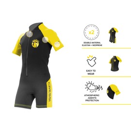 Cressi Little Shark 2 mm Wetsuit for Children Available Short Sleeve and Long Sleeve, black