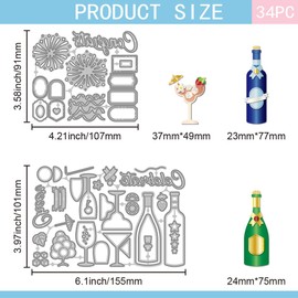 GLOBLELAND Stanzformen für Weinflaschen Getränkebecher für DIY-Scrapbooking Metallfrüchte Stanzformen Feiern Stanzungen für Kartenherstellung Prägung Fotoalbum Basteldekor