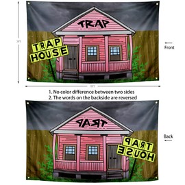 ZKflager Trap House Flag Funny Cool Flags for Room Guys Wall Meme Flags Banner 3x5 Ft College Dorm Bedroom Man Cave Frat