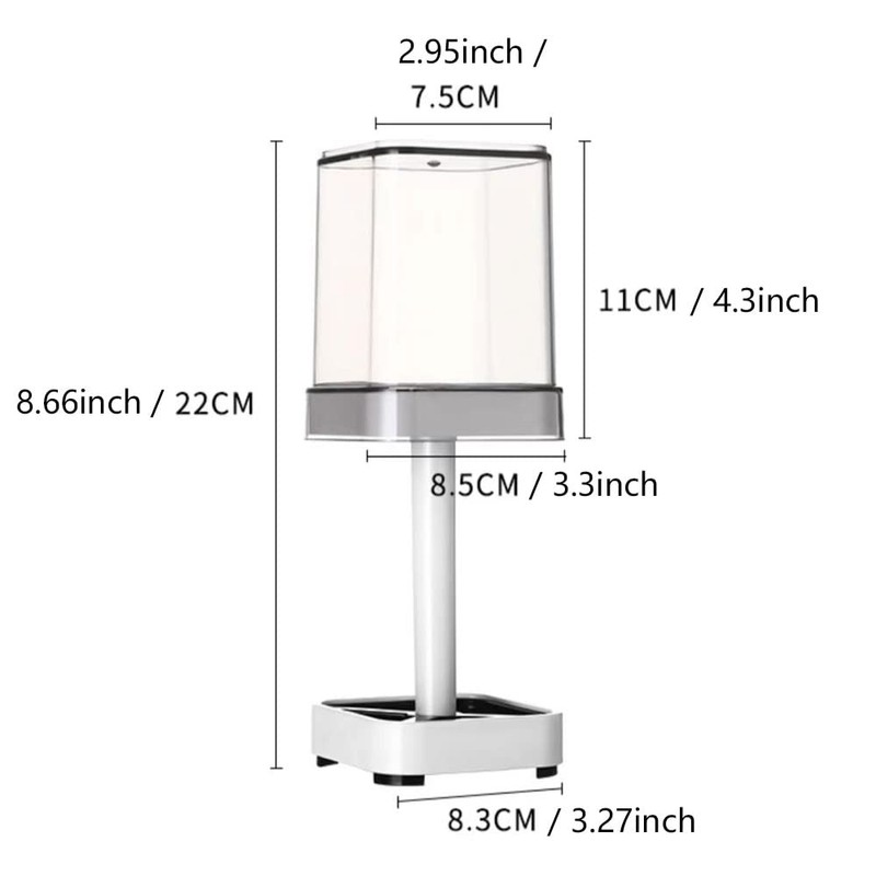 Toothbrush Holder with Cup/Cover Contains 3 Slots, Compatible with Conventional