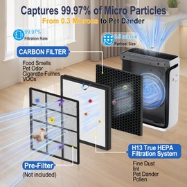 2 Pack Vital 100S Replacement Filter for LEVOIT Vital 100S & 100S-P Air Purifier, True H13 HEPA + High-Efficiency Activated Carbon, 3-in-1 Filter for Home, Bedroom,Dust & Odor Elimination