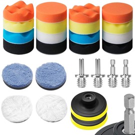 Polisher Buff 3.1 in (80 mm) 26 Piece Set for Electric Polisher with Hex Shaft, Polishing Pad for Auto Polisher Car Washing Set