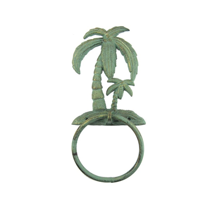 Decorative Cast Iron Towel Ring - Palm Tree Towel Holder