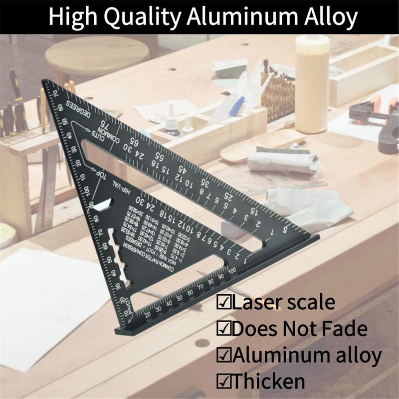 Rafter Square, 7 inch Triangle Carpenter Square Die-cast Aluminum Alloy