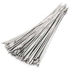 Plmvhpb Stainless Steel Cable Ties, 100 Pieces 7.9 Self-Locking Cable Clamps for Heavy Duty Applications, Locking Clamps for Exhaust Winding Metal