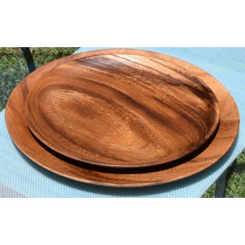 Pacific Merchants Acacia Wood 10" Round Charcuterie Plates/Trays/Chargers, Set of 6
