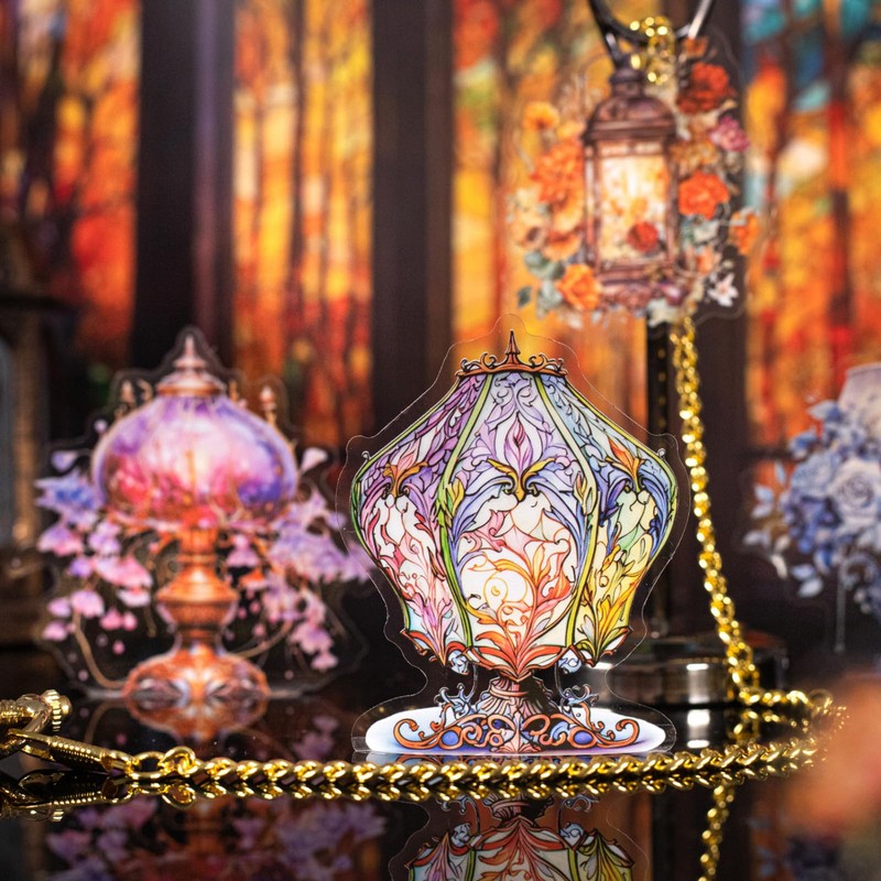 Zolarkar Floral and Stand Collage Material, 60 Pieces, Retro Lamp,