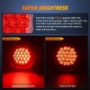 Nilight 4 Round Trailer Tail Light 2PCS 24LED Red Stainless