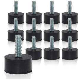 NEWBYTEK 1/4-20 Rubber Adjustable Furniture Leveler，12 Pack Furniture Leveling Feet Screws in Threaded, Feet Levelers Screw On Furniture Glide Leveling for Table, Chair, Furniture Legs